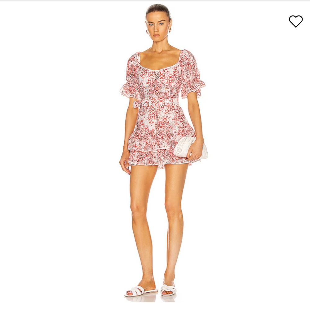 Charo Ruiz Ibiza Jean mini dress in red/white eyelet